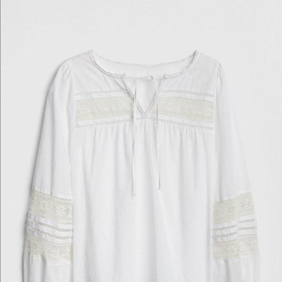 NWT GAP Lace-Insert Split-Neck Peasant Blouse XXL - Picture 6 of 6
